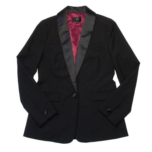 NWT J.Crew Satin Shawl-collar Tuxedo Blazer in Black Wool Blend Jacket 2 - Picture 1 of 4